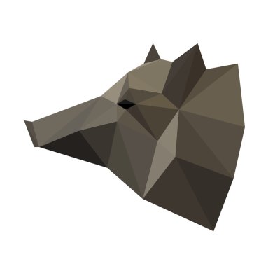 Logo, etiket, kurumsal kimlik veya kartı, davet, poster, afiş, afiş veya Pano kapağı için tasarım kullanmak için beyaz arka plan üzerinde izole soyut poligonal geometrik üçgen yaban domuzu kafası