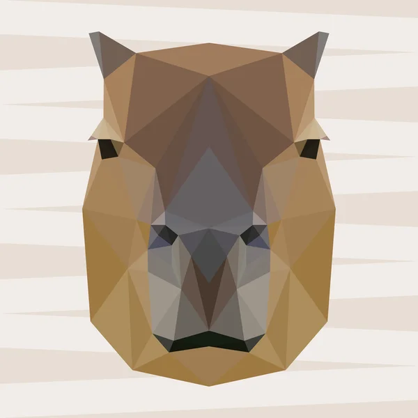 Retrato de capivara geométrico poligonal abstrato para uso em design de cartão, convite, cartaz, banner, cartaz ou outdoor — Vetor de Stock