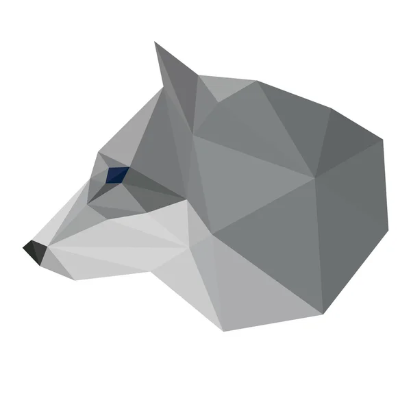 Abstrakt månghörnigt geometriska triangel wolf head isolerad på vit bakgrund för användning i design för kort, inbjudan, affisch, banner, plakat eller billboard cover — Stock vektor