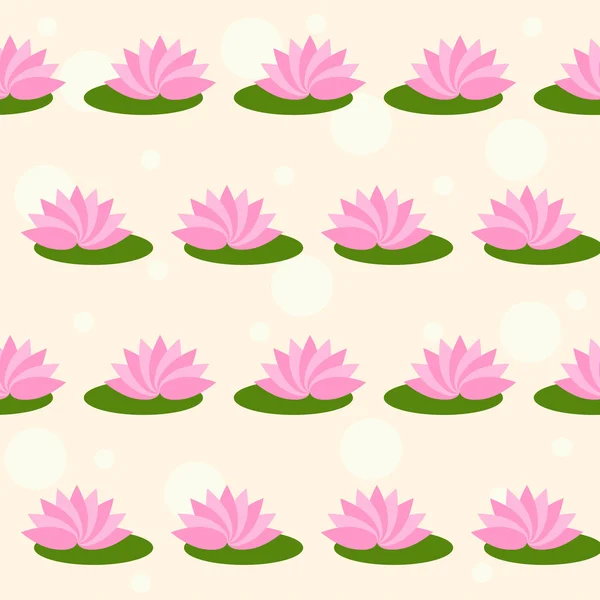 Cartoon roze lotus geïsoleerd op zachte gekleurde dekking naadloze patroon achtergrond voor gebruik in ontwerp — Stockvector