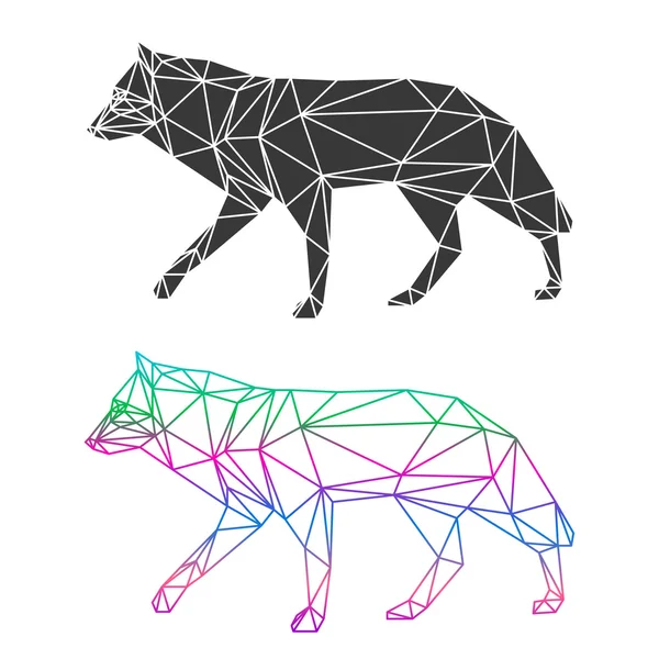 Abstracte geometrische wolf instellen geïsoleerd op witte achtergrond Stockvector