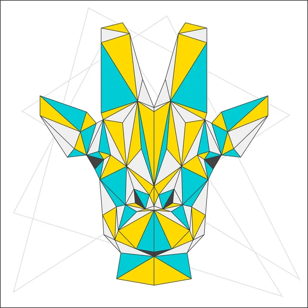 Abstract blue, yellow and grey blended colored polygonal triangle geometric giraffe isolated on white background for use in design – Stock-vektor