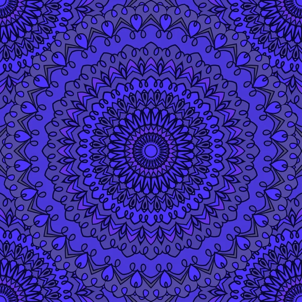 Fondo de encaje sin costura abstracto ornamental de dibujo a mano de color azul profundo con muchos detalles para el diseño de pañuelo de seda o impresión en textil o uso para cubierta de tarjeta, invitación o pancarta — Vector de stock