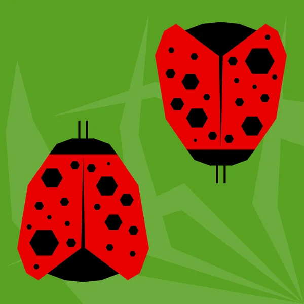 Funny cartoon ladybird isolated on green background — Stock Vector