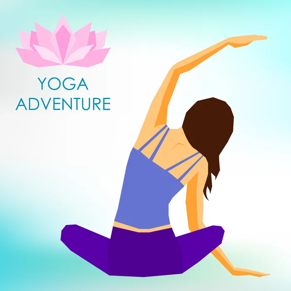 Junges Mädchen praktiziert Yoga. Thema gesunder Lebensstil und Sport — Stockvektor