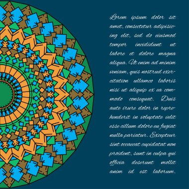 Ornamental handmade ethnic card template. Abstract lace artwork 