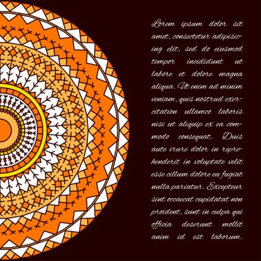 Ornamental handmade ethnic card template. Lace abstract artwork 