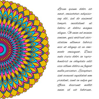 Ornamental handmade ethnic card template. Lace abstract background