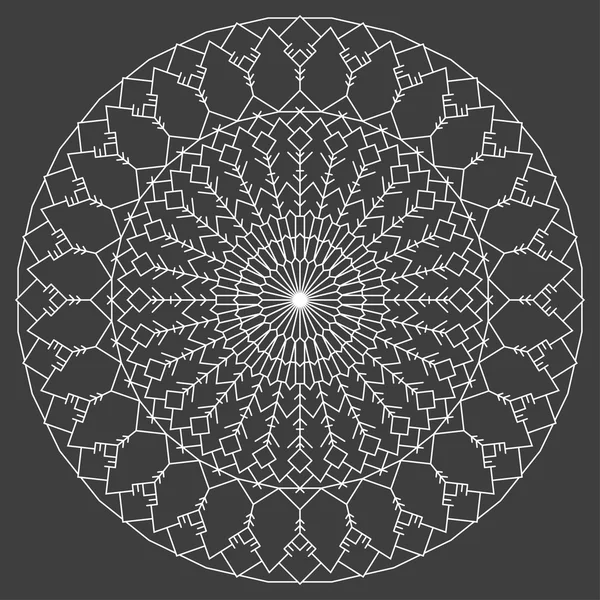 Hand-tekening sier etnische kant witte ronde. Handgemaakte abstracte illustratie patroon achtergrond — Stockvector