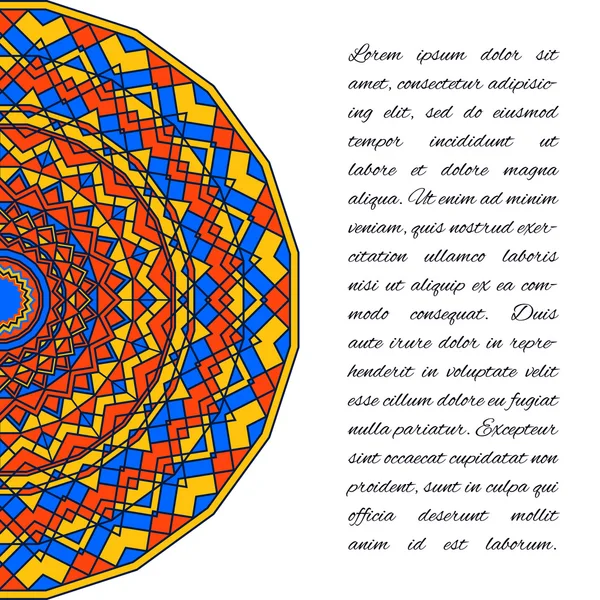 Ornamental handmade ethnic card template. Lace abstract background