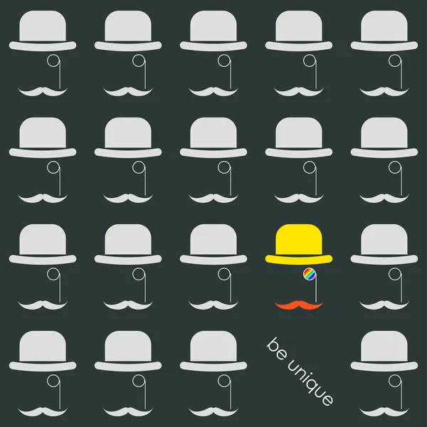 Singularidade de cada tema pessoa. chapéus de desenhos animados —  Vetores de Stock