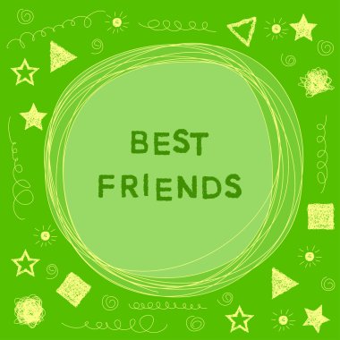 funny card background with hand drawn simple graphic elements. best friends theme