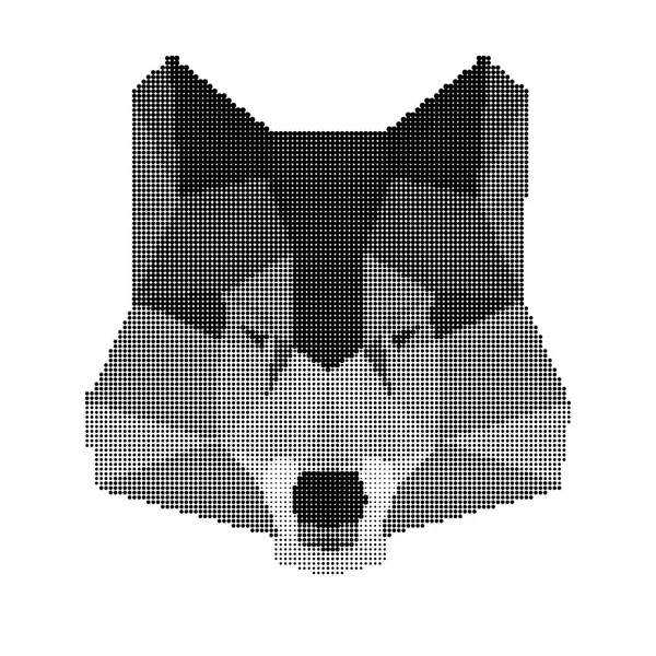 Abstracte monochroom wolf portret geïsoleerd op witte achtergrond — Stockvector