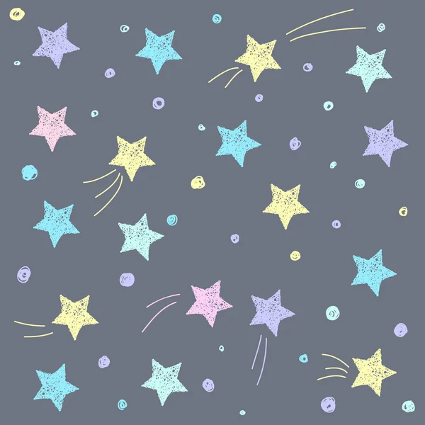 Hand drawn doodle stars pattern background. Royaltyfria illustrationer