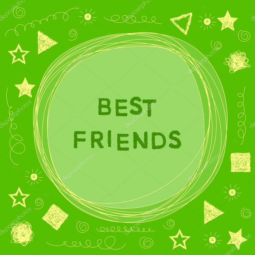 Funny doodle card background with hand drawn simple graphic elements for use in design. best friends theme