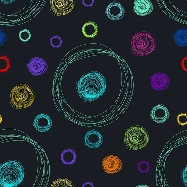 Doodle seamless pattern with handmade circles. — ストックベクタ