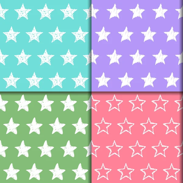 Doodle stars seamless pattern collection. — Stock vektor