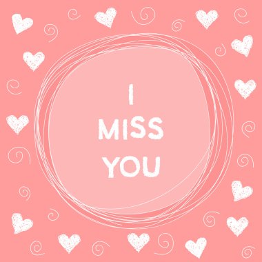 Doodle romantic card background template with hearts.