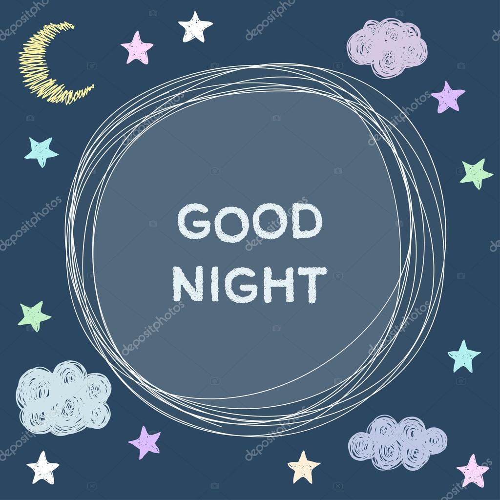 Doodle good night card background template Stock Vector Image by ...