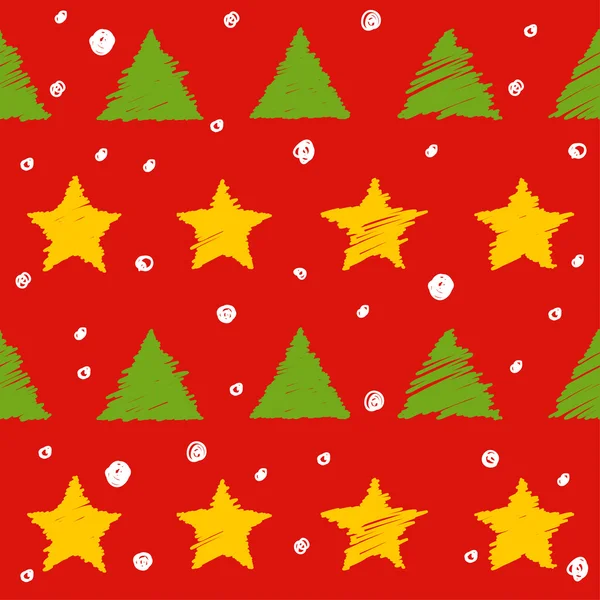 Doodle seamless pattern background. New year and Christmas color — 图库矢量图片