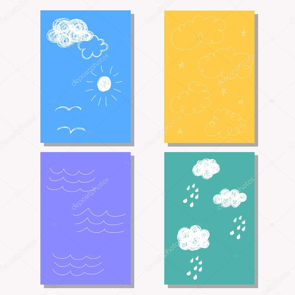 Hand drawn doodle childish backgrounds collection
