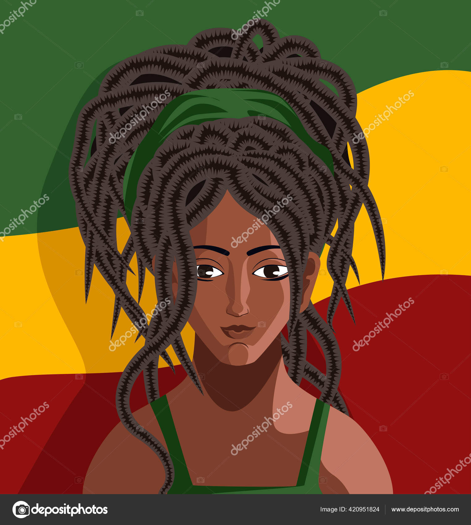 Dreadlocks Rasta Beautiful African Girl Stock Illustration By