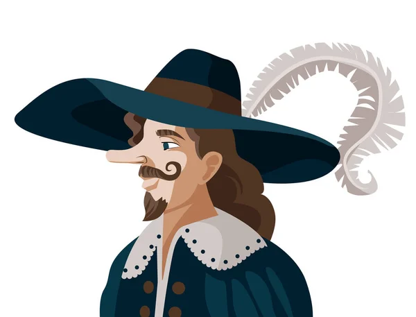 Gran Nariz Cyrano Victoriano Hombre — Vector de stock