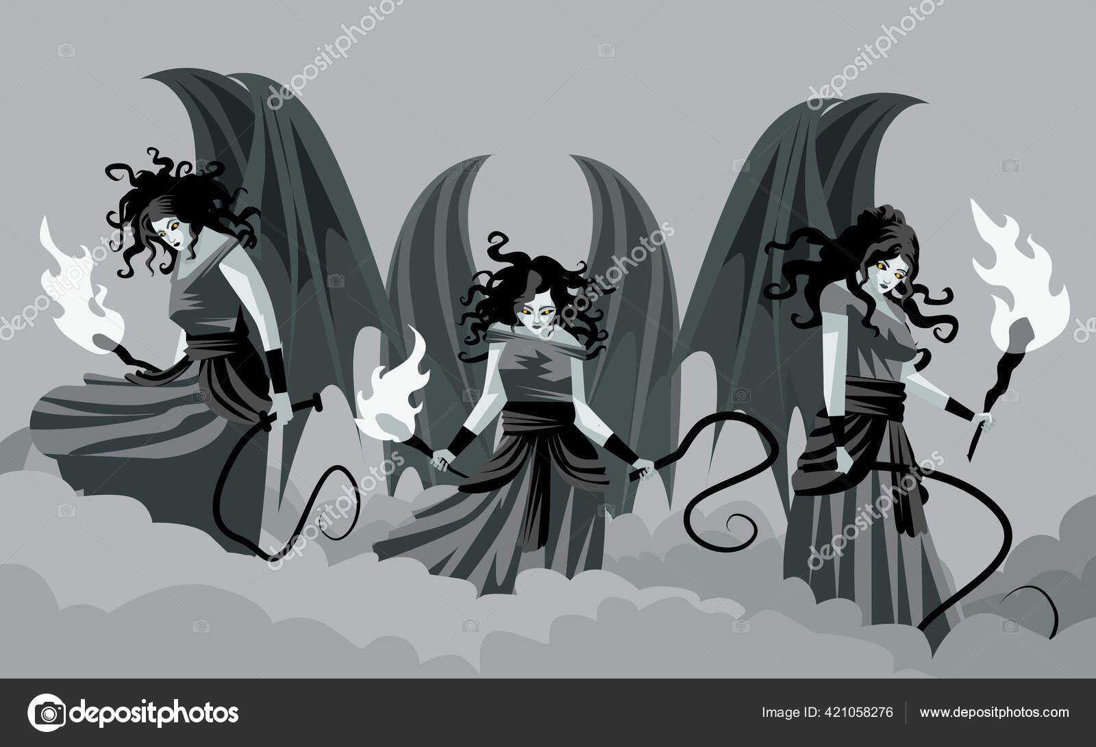 Erinyes Furies Greek Mythology Goddesses Vengeance Stock Vector Image By ©matintheworld 421058276
