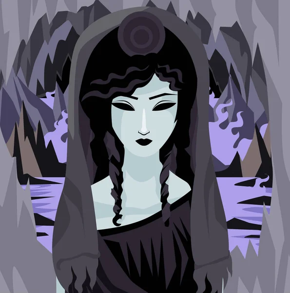 Griekse Mythologie Persephone Koningin Godin Van Onderwereld — Stockvector
