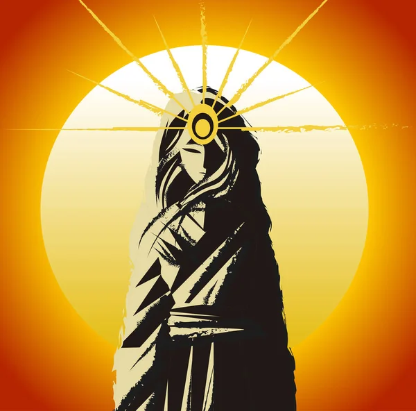 Amaterasu Shinto Güneş Mitolojisi Tanrıçası — Stok Vektör