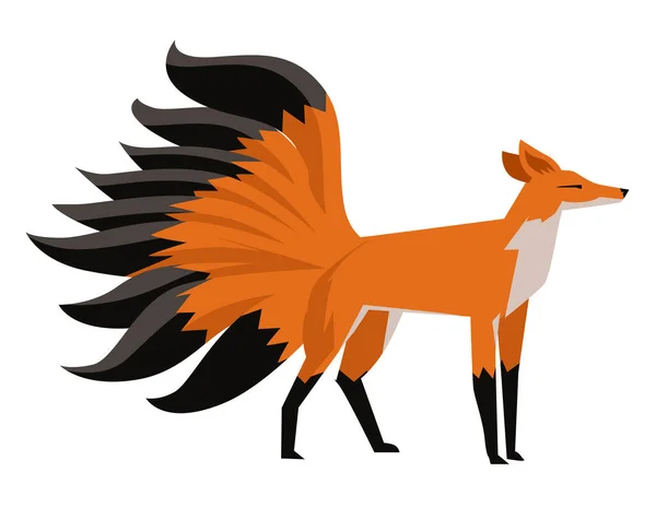 日本神話魔法の狐九尾狐 — ストックベクタ