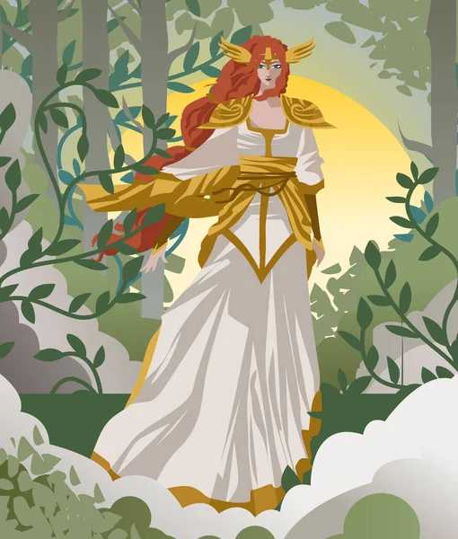 Freya Norse Mythology Goddess Woods — стоковый вектор