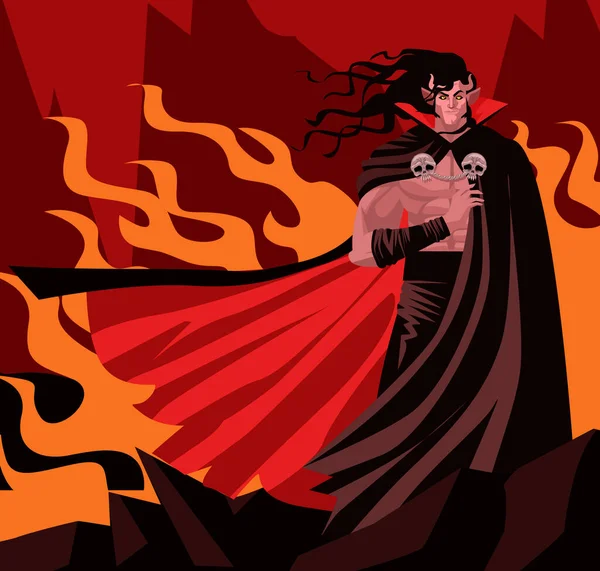 Красный Демон Аду Огнем — стоковый вектор