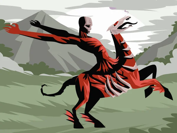 Nuckelavee Caballo Demonio Rojo Malvado — Vector de stock