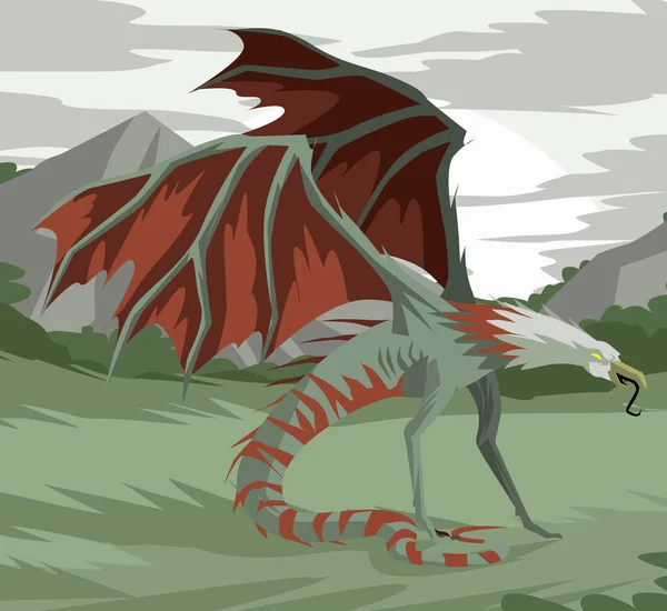 Cockatrice Basilisco Medieval Dragón Mitología Monstruo — Vector de stock