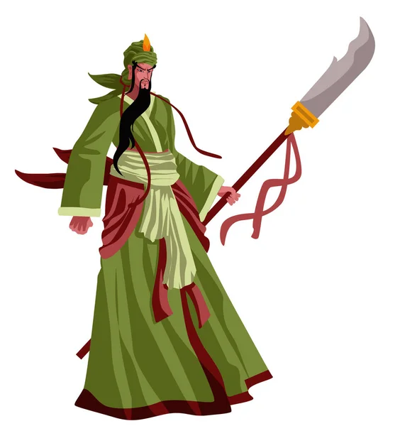 Легендарный Китайский Герой Гуань — стоковый вектор