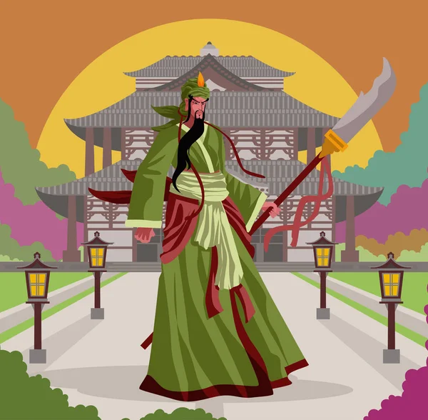 Guan Legendarische Oude Chinese Held — Stockvector