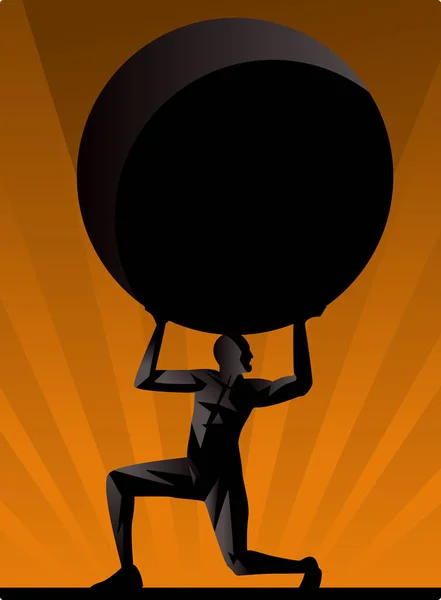 Atlas Mitología Griega Sosteniendo Globo — Vector de stock