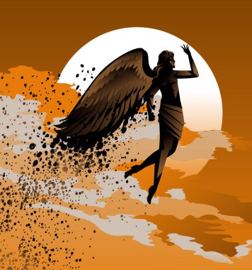 icarus flying in the sky clipart