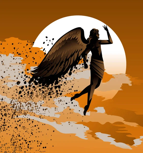 Icarus Volando Cielo — Vector de stock