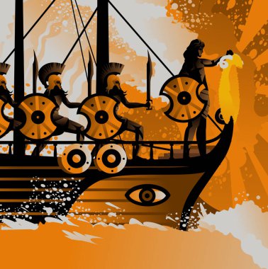 jason and the argonauts greek mythology tale with the golden fleece in the ship clipart