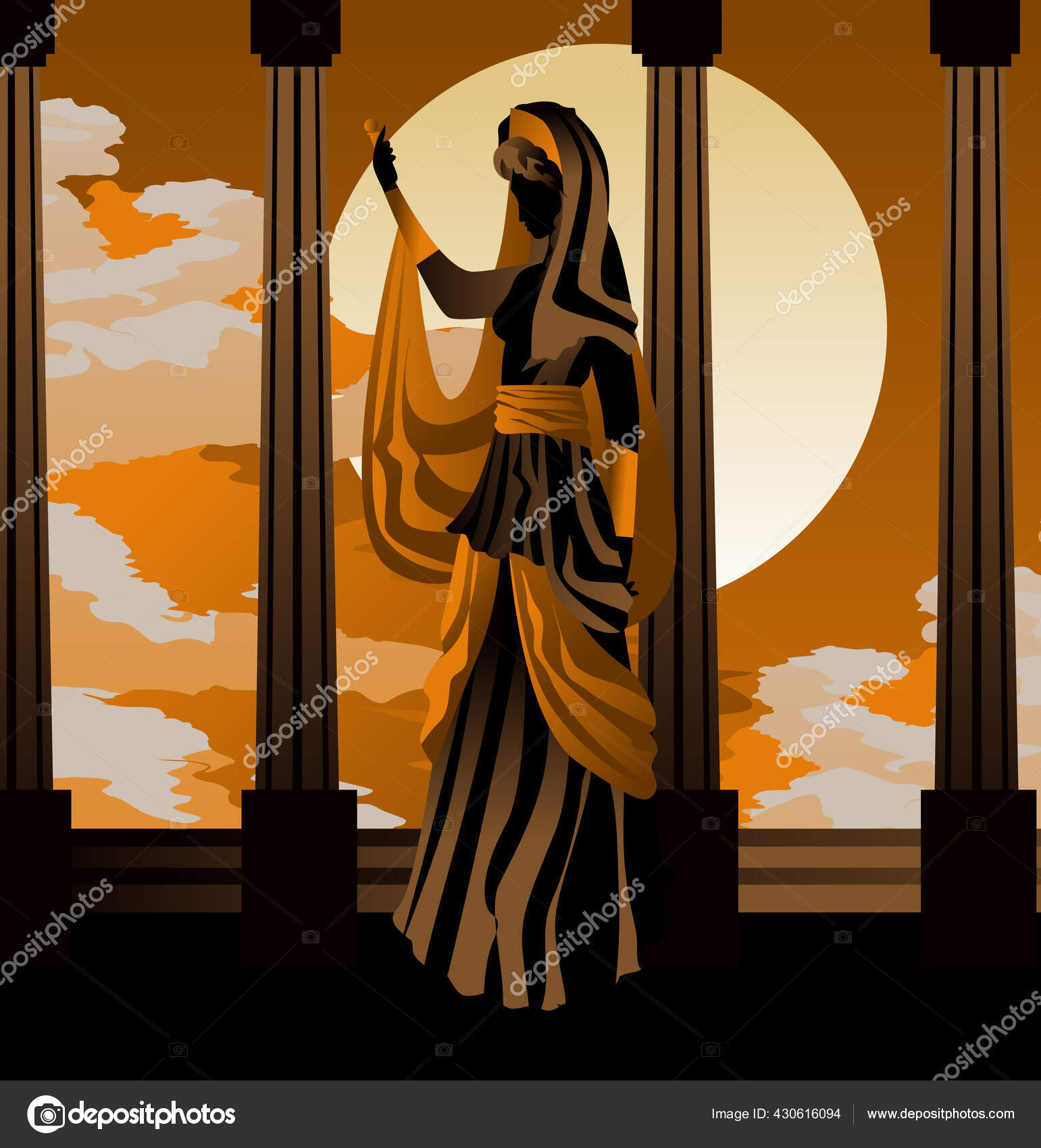 photo Juno Goddess Symbol https depositphotos com 430616094 stock illustration hera juno greek mythology goddess html