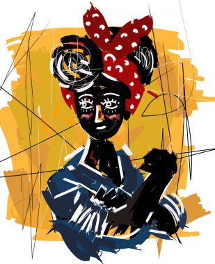 Feminist Afrikalı kız şirin karalama tablosu