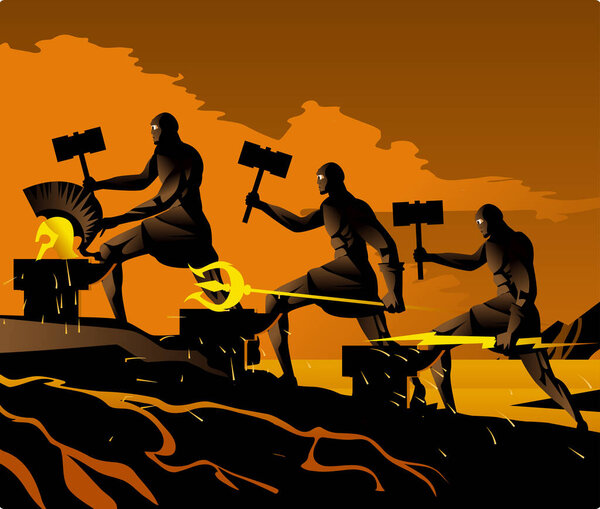 greek mythology cyclops forging the gods weapons