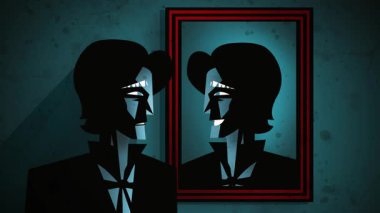 Adam portresinin şeytani bir tabloya dönüşmesini izliyor.