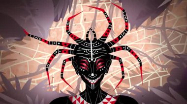 Anansi Afrika örümcek tanrısı ormanda