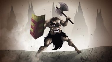 Çin mitolojisinde başsız savaşçı kalkan ve baltayla