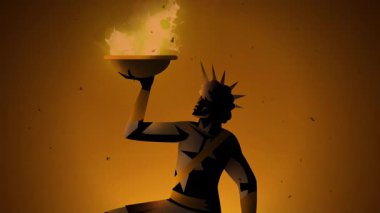 Rhodes Heykeli geçen gemilerin üstünde yükseliyor.