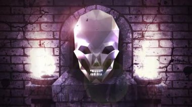 Kristal kafatası alevlerle sunakta