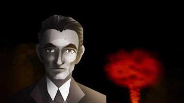 Amerikan bilim adamı mucit nükleer patlamayı izliyor.